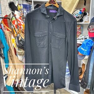 Ralph Lauren Purple Label Pima Cotton sz large elbow padded shirt A7